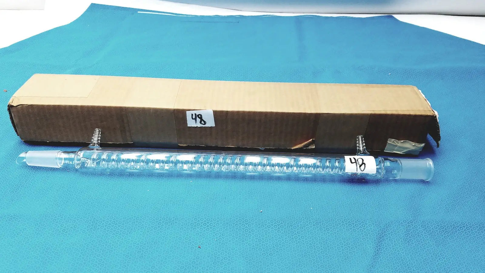 Kontes Graham Coil Condenser 24/40 Joints 300 mm Jacket 475 mm OAL Lab Glass USA Laboratory Glass Condenser, second-hand product photo 5