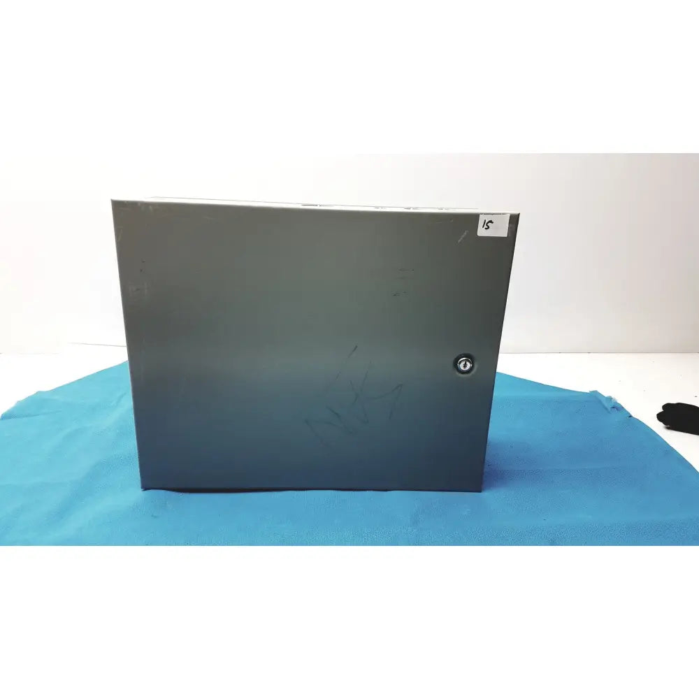 Gray metal electrical enclosure with single circular lock for kryptonite cmt22a access control system panel