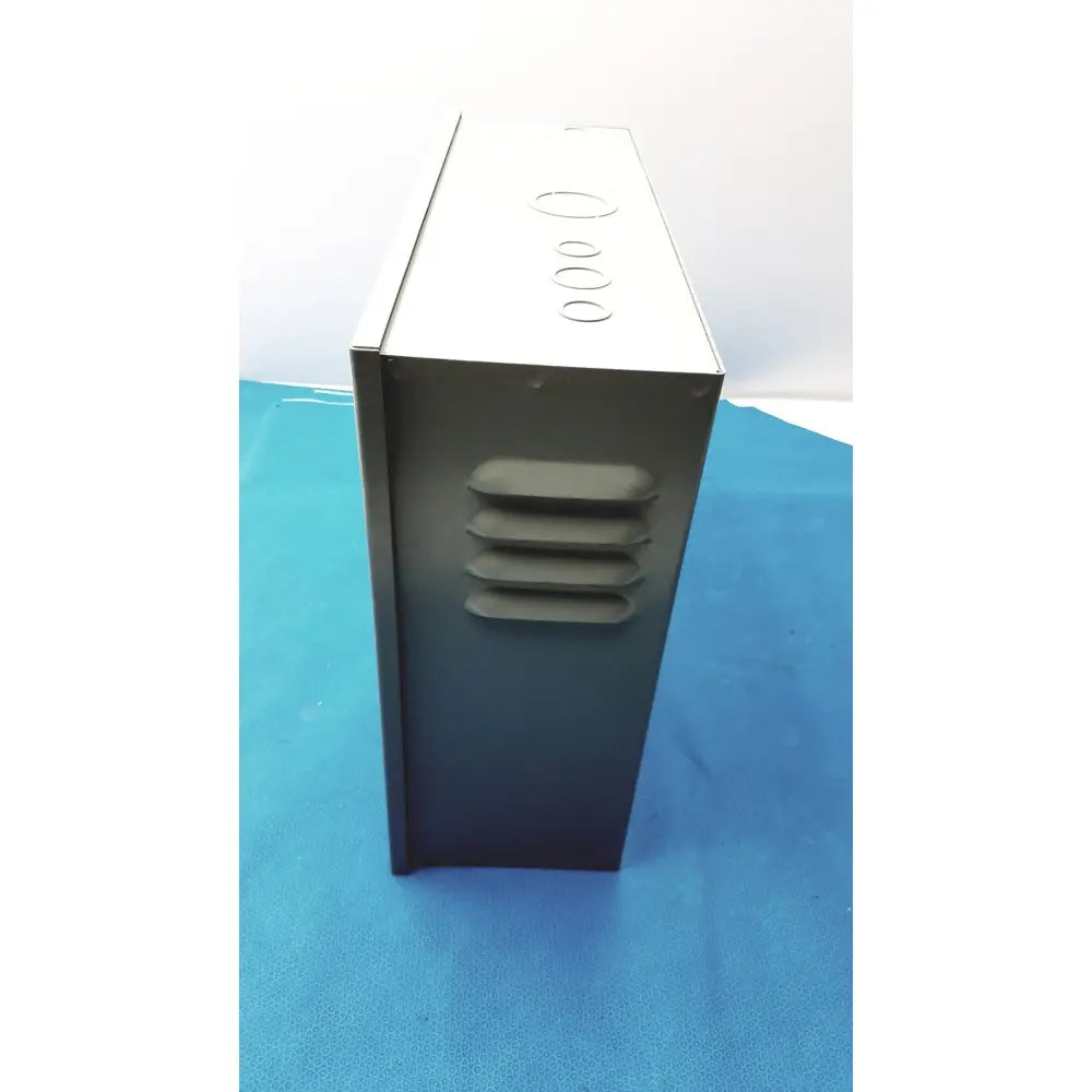 Black and silver metal computer case with circular ventilation holes on top panel for kryptonite cmt22a access control system