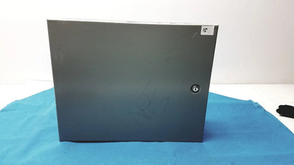 Gray metal electrical enclosure with single circular lock for kryptonite cmt22a access control system panel