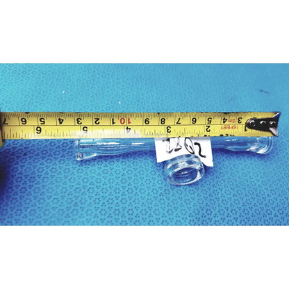 Clear lab glass adapter with curved tapered design and cylindrical mouthpiece made of borosilicate glass