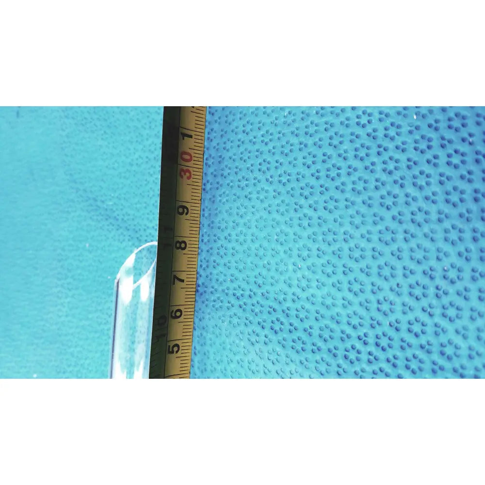 A translucent blue textured glass thermometer joint adapter with raised dots for laboratory glassware thermometer use