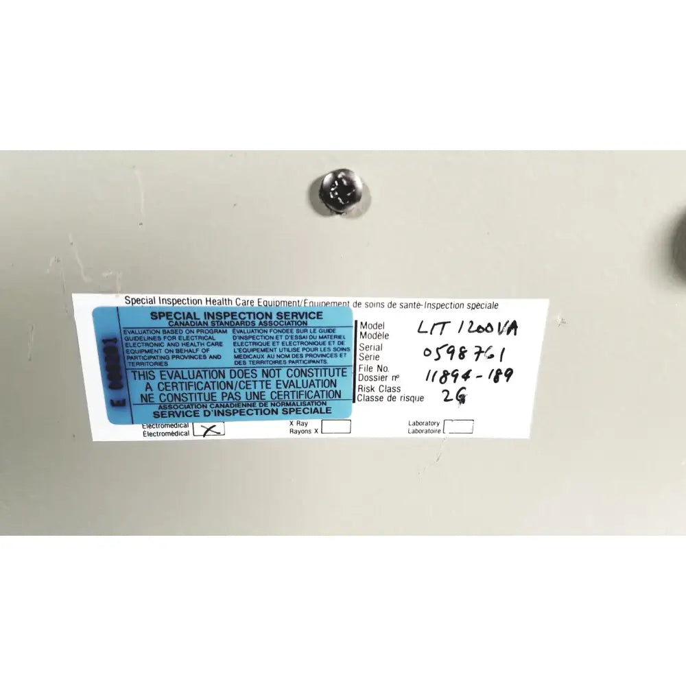Laborie Medical Technologies Lit 1200Va Line Isolation Transformer 115V 50/60Hz Line Isolation Transformer, second-hand product photo 8