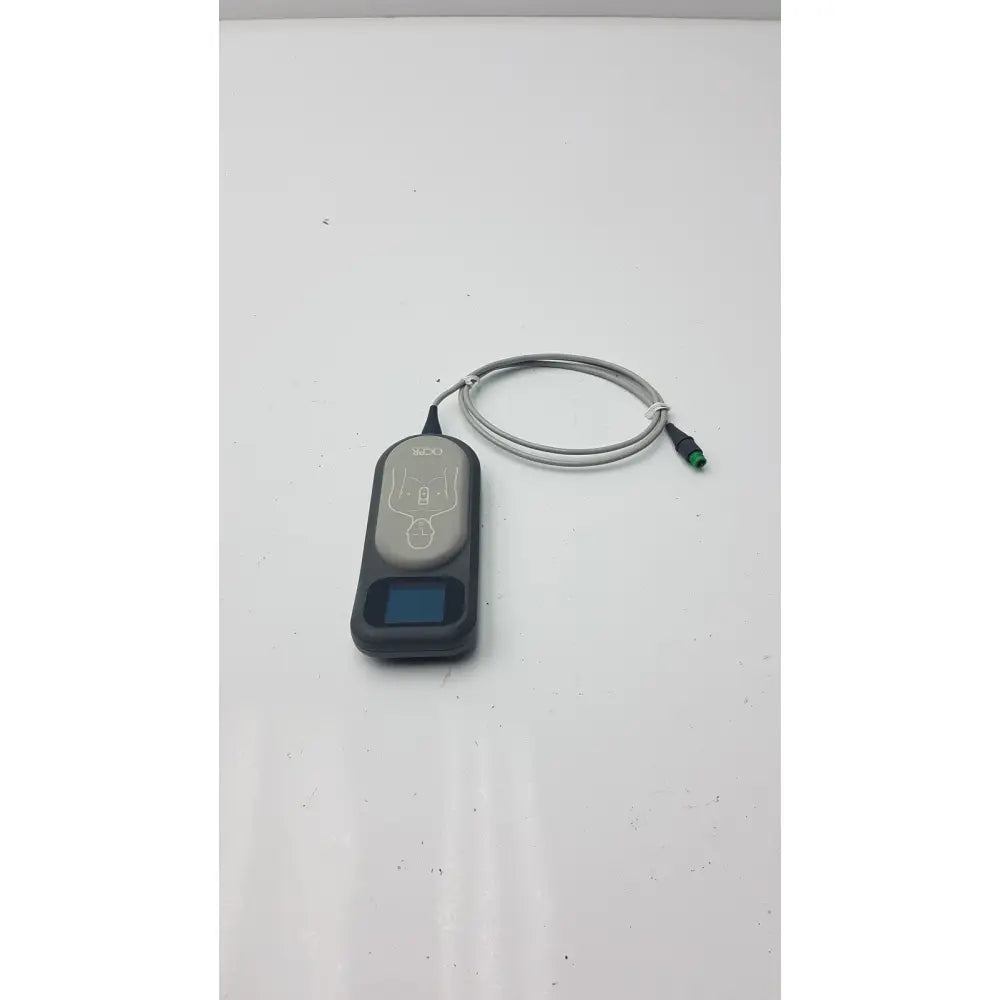 Gray and black laerdal cpr meter pediatric device with coiled cable for accurate cpr measurement and training