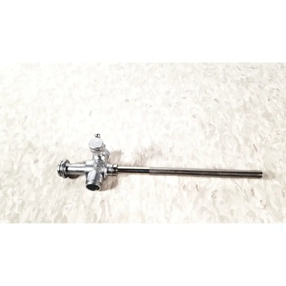 Silver metallic laparoscopic obturator with long slender shaft and three-way valve for reuse medical laparoscopic instruments