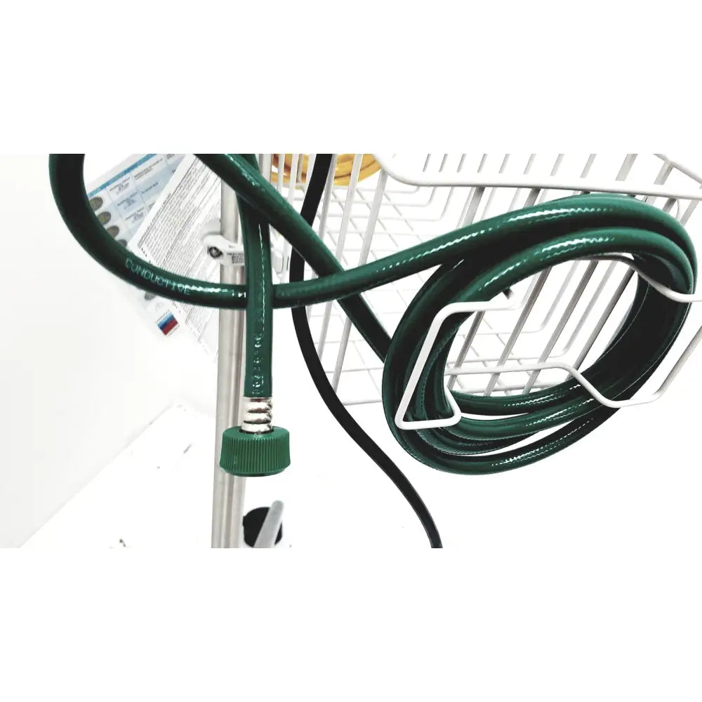 Green garden hose with metallic connector and green plastic cap for leica eg1150h embedding center use