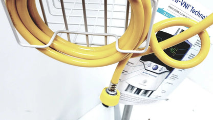 Yellow coiled hose with yellow threaded connector for leica eg1150h embedding center in laboratory use