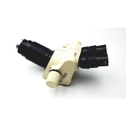 Beige leica gz6e stereo zoom microscope with black eyepieces and objective lenses for detailed laboratory use