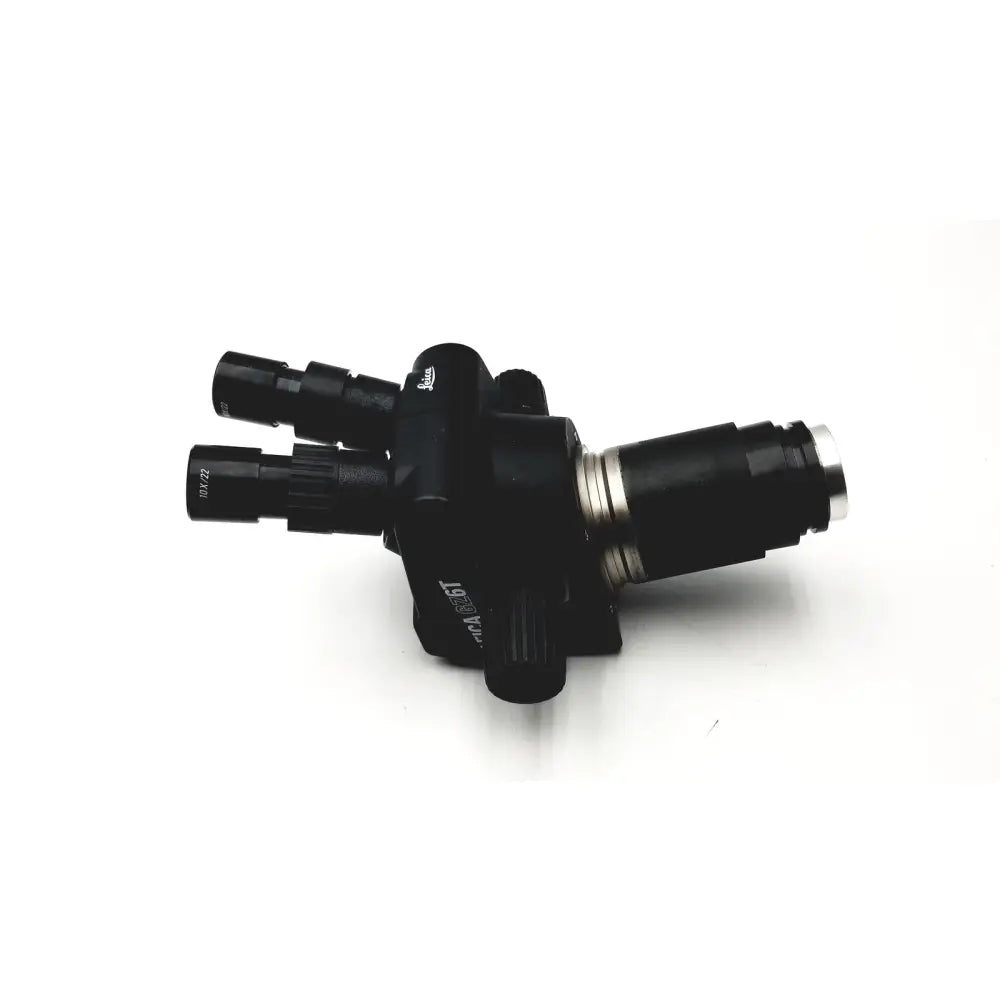 Black Leica GZ6T stereo zoom microscope with dual eyepieces and metallic objective lens for precision imaging