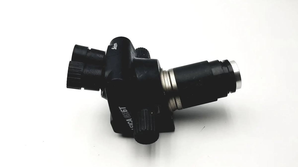 Black and silver matte binoculars with adjustable focus knobs and ergonomic design for leica gz6t stereo zoom microscope