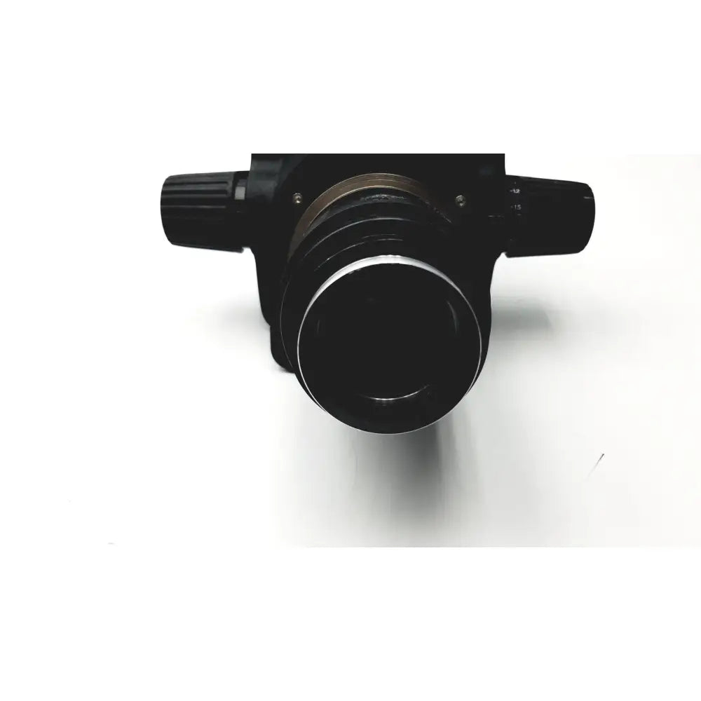 Black leica gz6t stereo zoom microscope lens with metallic ring and textured knobs for precision adjustments