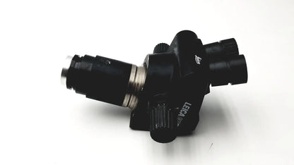 Black leica gz6t stereo zoom microscope with metallic lens barrel and textured adjustment knobs for precision use
