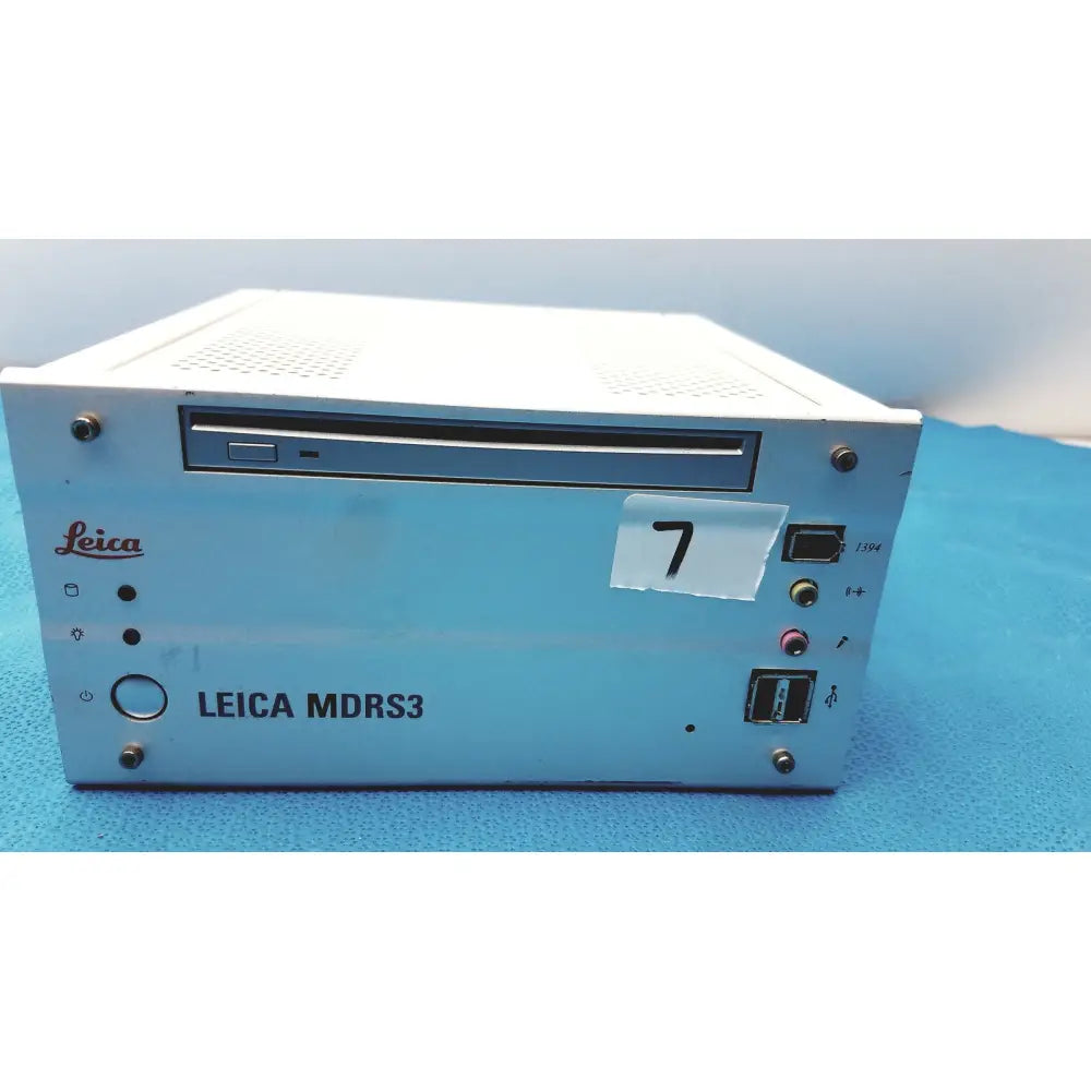Light blue metallic leica mdrs4 medical digital recording system with cd-rom drive and multiple ports backside view