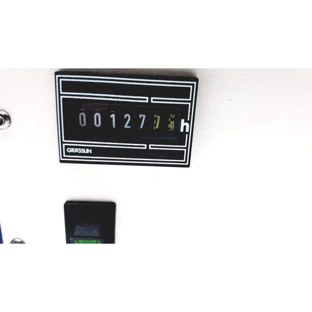 Black rectangular digital counter with white numerals and h indicator on grasslin lej mbq supply ballast power supply ballast