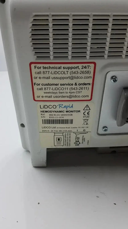 Lidco Rapid HM81-01 / POC 125 Hemodynamic Monitor Hemodynamic Monitor, as-is (for parts) product photo 3