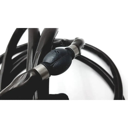 Black rubber suction pump with metallic silver fittings for lifedop dooppler and reuse medical applications