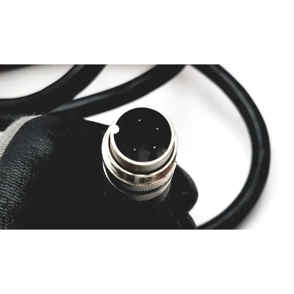 Black and silver industrial connector with circular threaded housing and black cable for linemaster cat treadlite ii foot switch