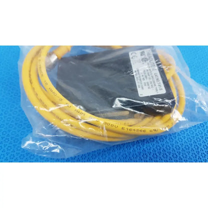 Yellow ethernet cable with black connector in clear plastic packaging for linemaster treadlite t-91-s foot switch control pedal