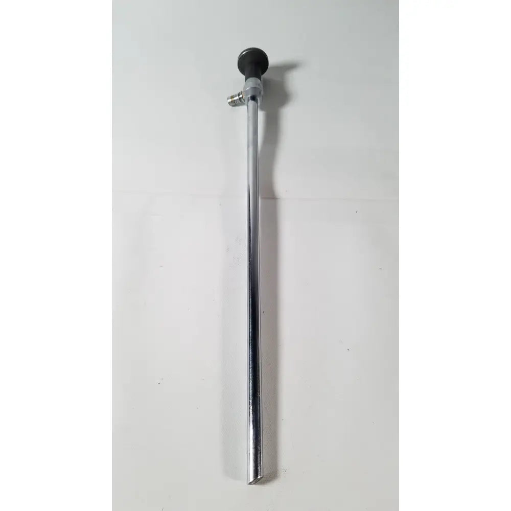 Silver metallic linvatec 757830 degree laparoscope a1261 with black rubberized handle and threaded metal fittings