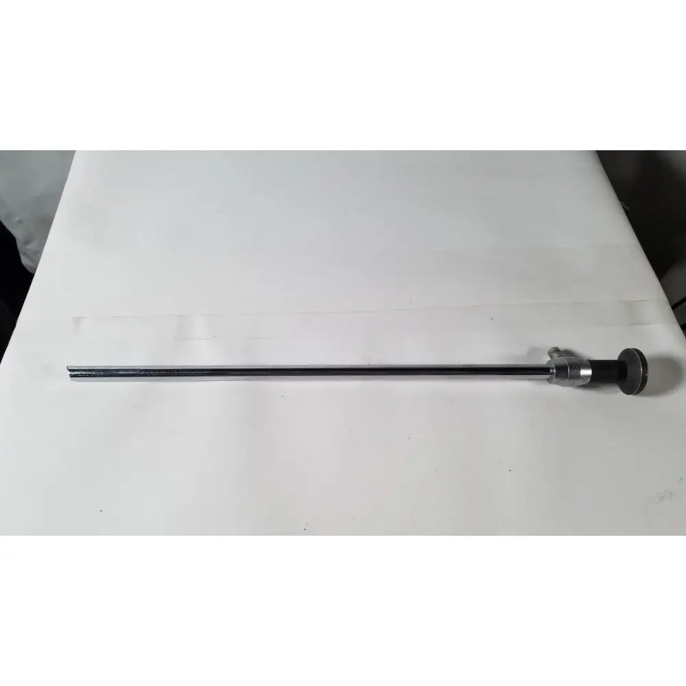 Black and silver Linvatec 757830 degree laparoscope a1261 with cylindrical body and articulated joint handle mechanism
