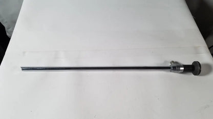 Black and silver Linvatec 757830 degree laparoscope a1261 with cylindrical body and articulated joint handle mechanism