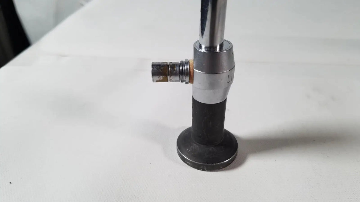 Chrome-plated metal degree laparoscope a1261 gas burner with black rubber base and brass fittings for reuse medical use