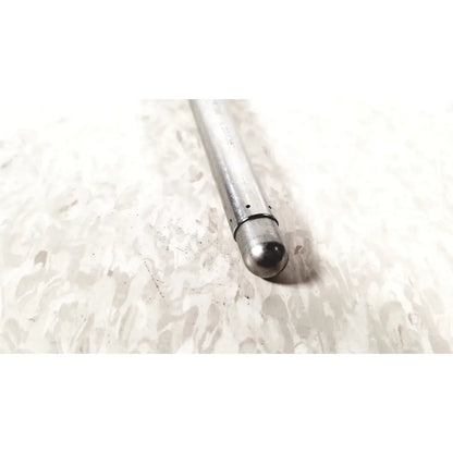 Silver metallic camshaft with polished spherical tip and evenly spaced holes for linvatec conmed hasson laparoscopic valve