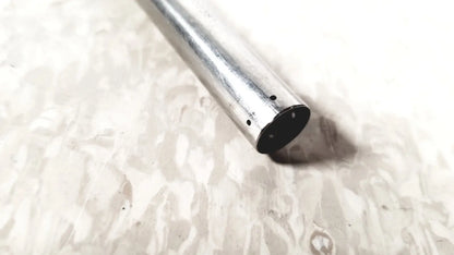 Silver metal hasson laparoscopic valve pipe with black-painted end and three holes linvatec conmed 118100 back side