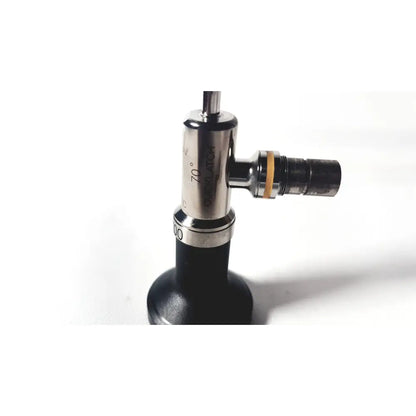 Silver and black linvatec ql4700 quicklatch 4mm arthroscope arthroscopy with engraved markings and textured grip base
