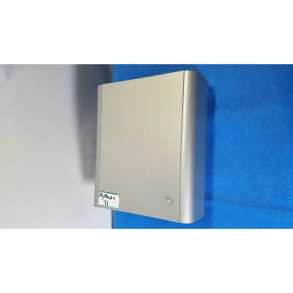 Silver metallic rectangular wall-mounted box with knob labeled rayrack 71 on lonza 4d-nucleofector x unit reuse medical device