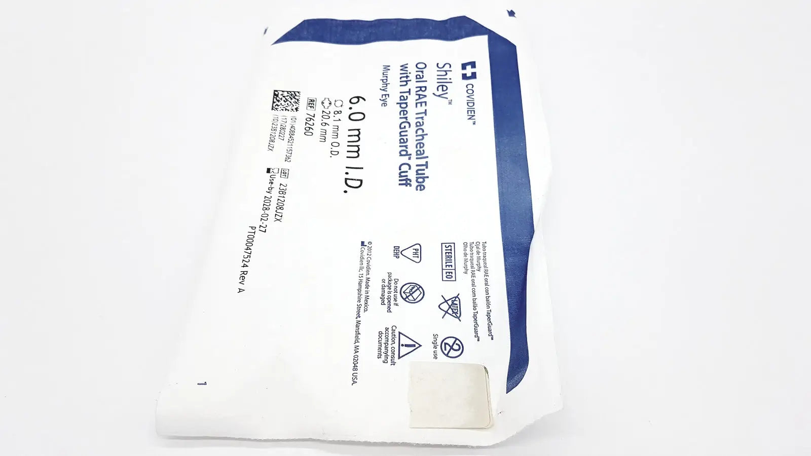 Covidien Lot of 10 COVIDIEN 76260 TaperGuard Evac Oral Tracheal Tube Murphy Eye 6mm Endotracheal Tube, second-hand product photo 4