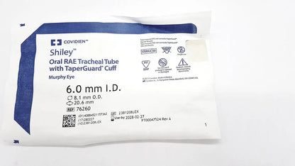 Covidien Lot of 10 COVIDIEN 76260 TaperGuard Evac Oral Tracheal Tube Murphy Eye 6mm Endotracheal Tube, second-hand product photo 1