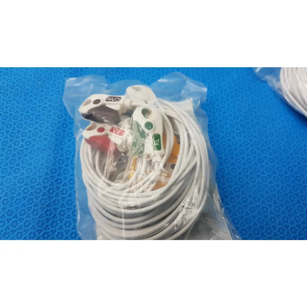 Lot of 10 Renu Medical AMC 5 Lead DIN to Pinch Telemetry Leadset Ref RM-LW-329DS50/5AT - Telemetry Leadset