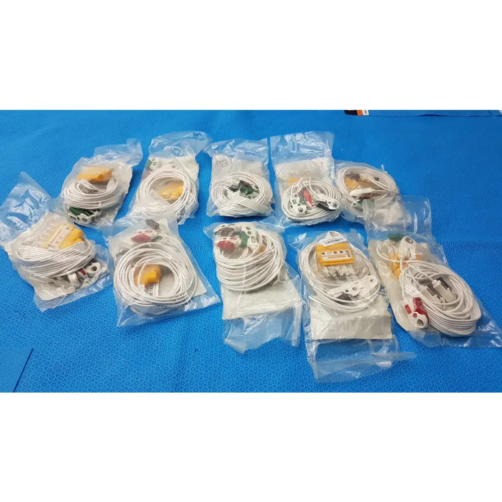 Lot of 10 Renu Medical AMC 5 Lead DIN to Pinch Telemetry Leadset Ref RM-LW-329DS50/5AT - Telemetry Leadset