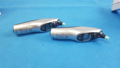 Silver and black non-contact infrared thermometer with digital display for reuse medical equipment in braun pro 4000 set