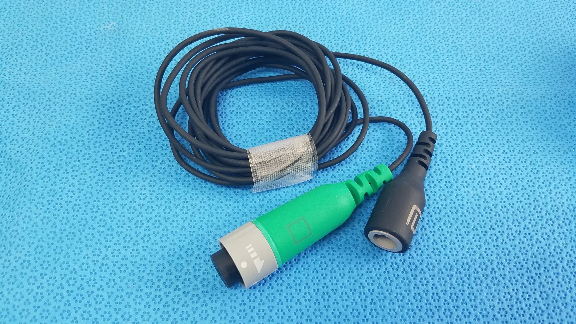 Lot of 2 ensite x ep system catheter connector cables with green and black medical cable and gray connector housing for reuse medical equipment