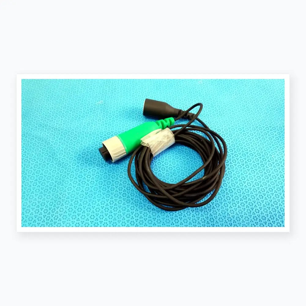 Lot of 2 d-ens-sup-q-cbl ensite x ep system catheter connector cables with green and black industrial power cords for reuse medical equipment