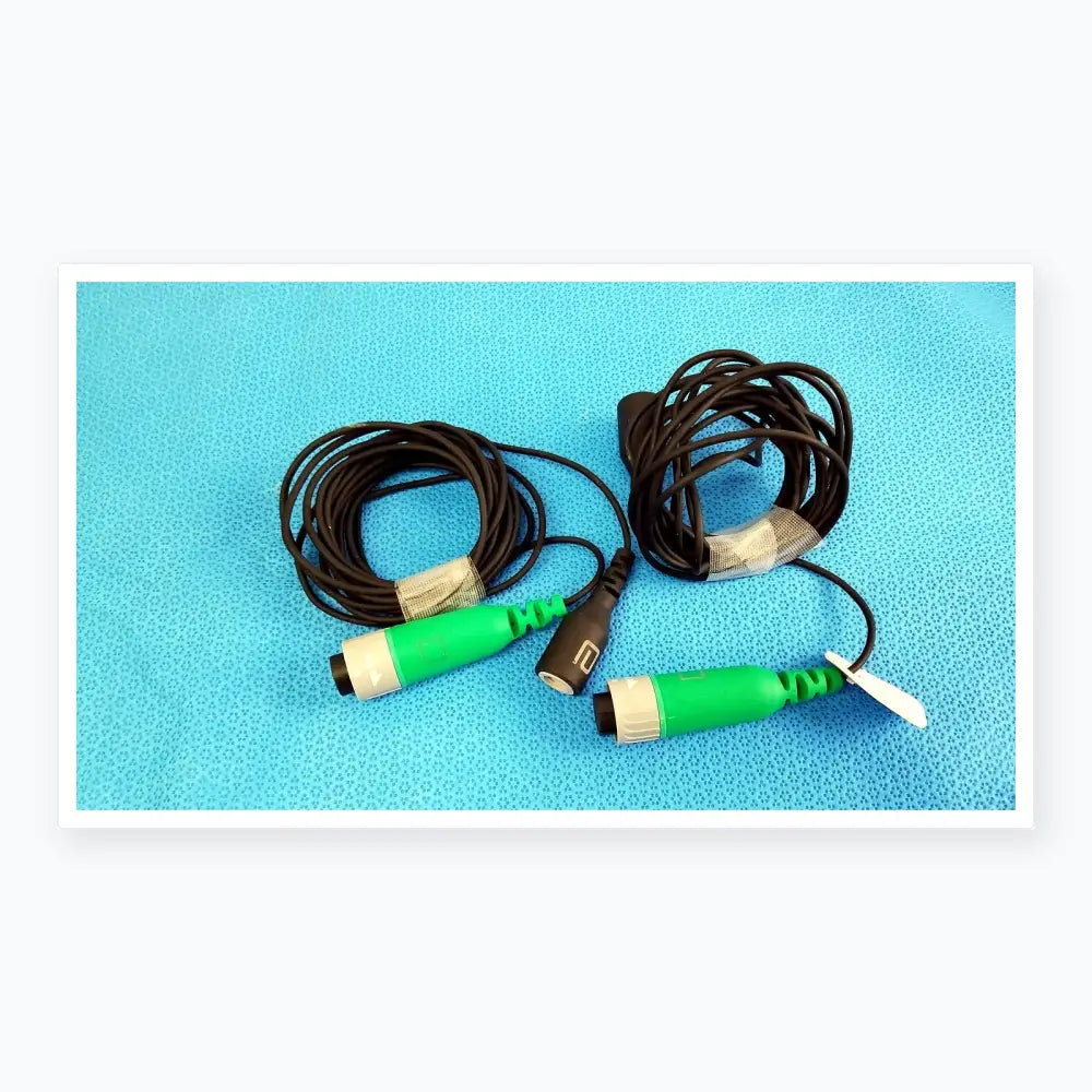 Lot of 2 D-ENS-SUP-Q-CBL EnSite X EP system catheter connector cables with black and green coils and durable plastic connectors for reuse medical equipment