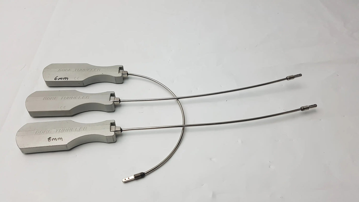 Three silver metal tube turners with engraved handles labeled tube turners featuring slight curve long design