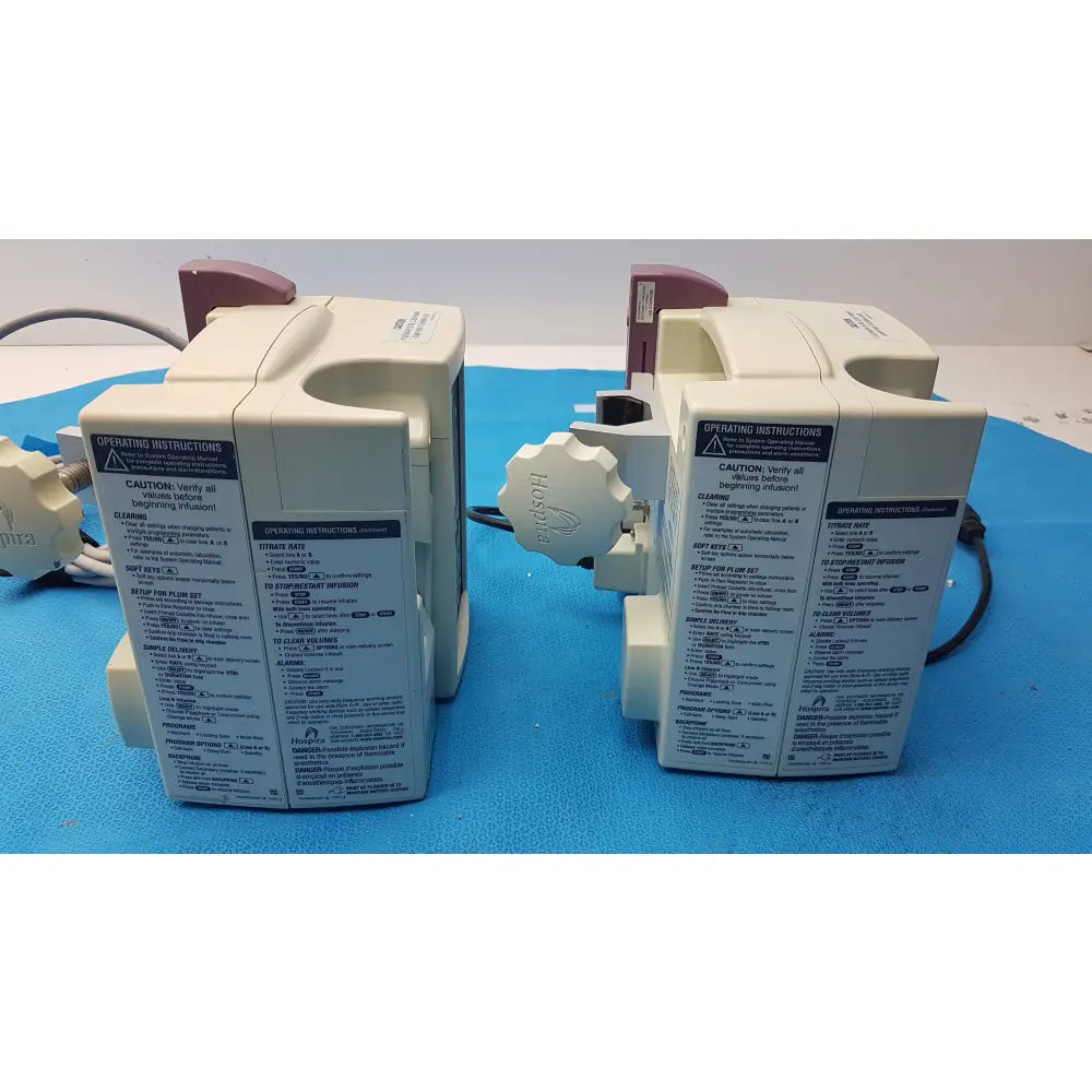 Lot of 2 Hospira Infusion pumps S/N 16013880 - Volumetric Single-Channel Dual-Line Infusion Pump