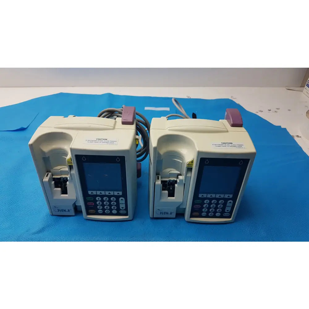 Lot of 2 Hospira Plum A+ Infusion pumps - Volumetric Single-Channel Dual-Line Infusion Pump