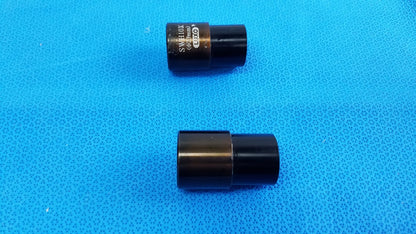 Lot of 2 luxo swh10x 23mm black matte cylindrical microscope eyepieces with precision optical engraved branding