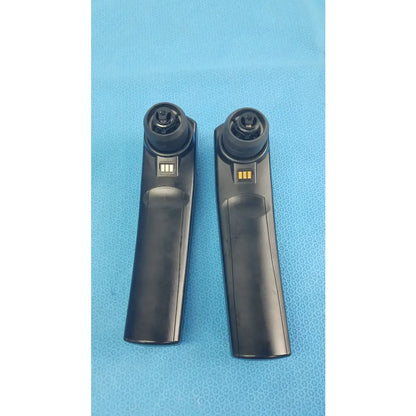 Lot of 2 maico ero scan pro black plastic handheld auditory scanners with circular heads and indicator lights for hearing screening medical equipment