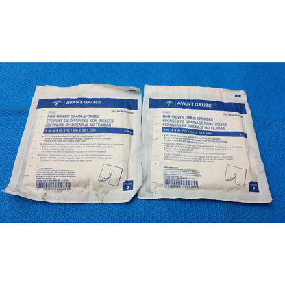 Lot of 2 Medline Avant Gauze Sterile Non-Woven Drain Sponges 4’’x4’’ 6-Ply Ref NON256000 - Sterile Non-Woven Drain