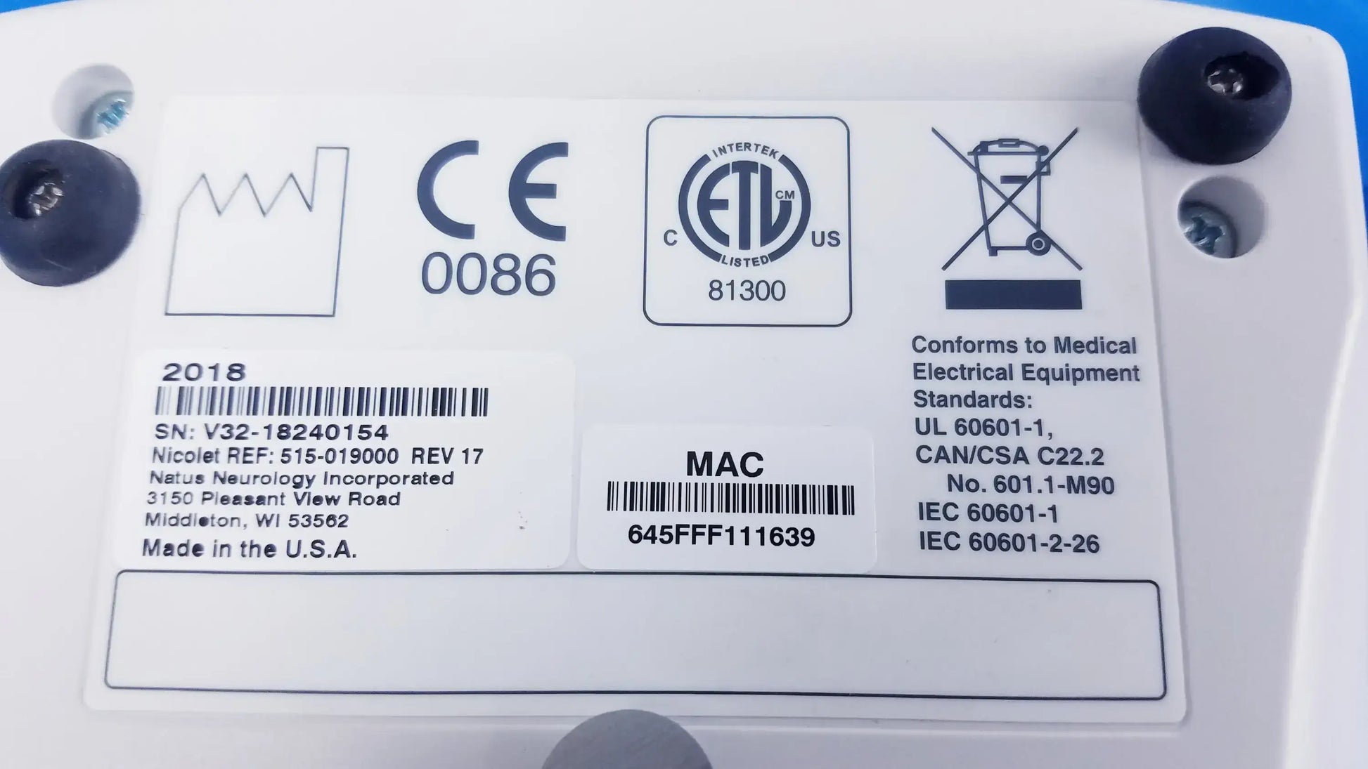 Natus Nicolet Lot of - 2 Natus Nicolet EEG v32 Amplifier System And HB-3 v32/44 Headbox EEG Diagnostic System, second-hand product photo 11