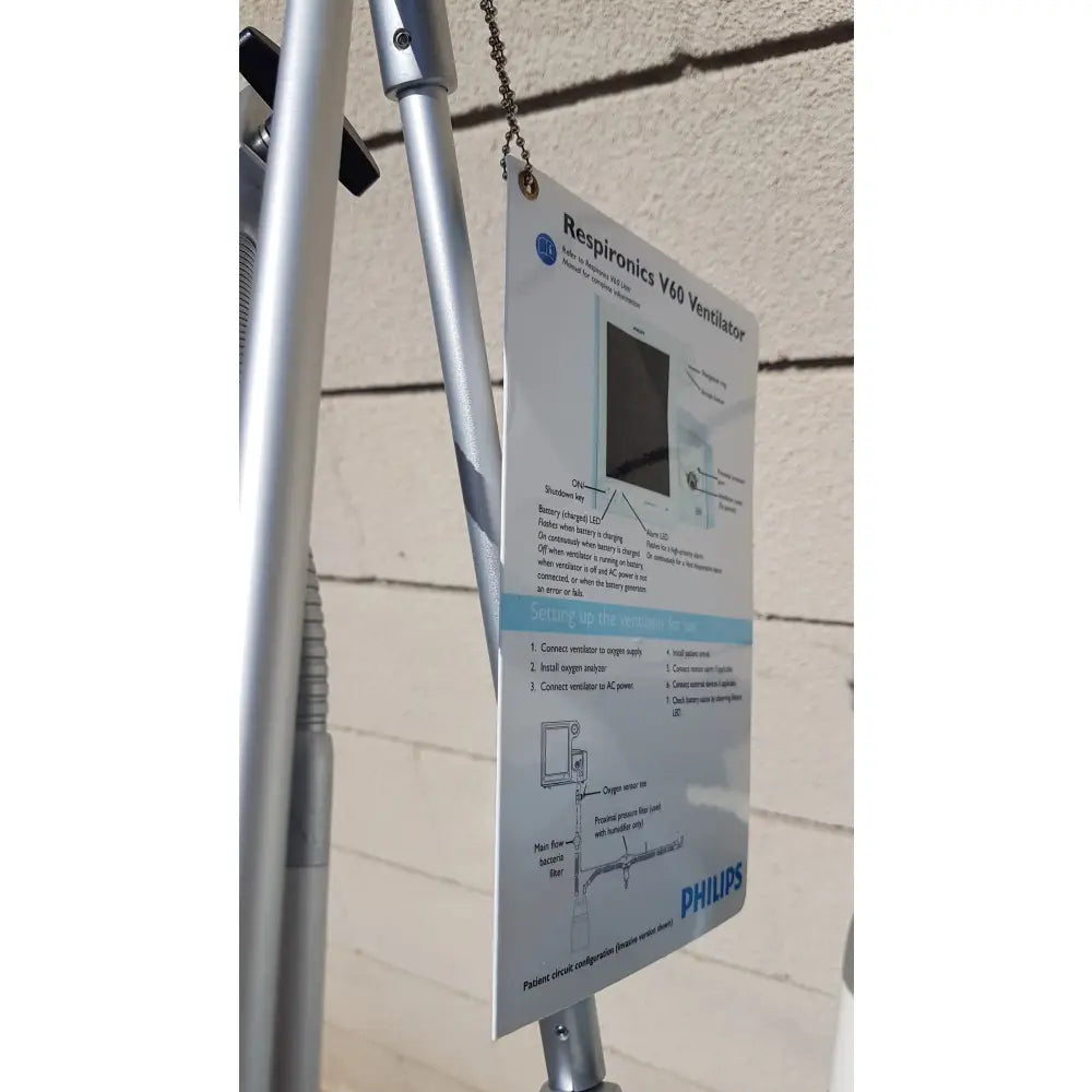 Lot of 2 Philips V60 Hospital BiPAP Ventilators With Rolling Stands - Hospital BiPAP Ventilator