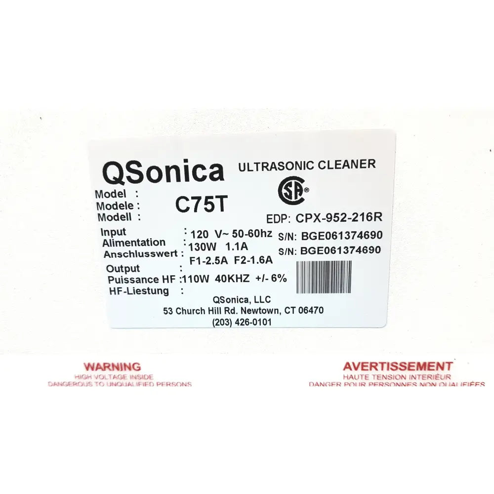 Lot of 2 Qsonica C75T Ultrasonic Cleaners - Mechanical Ultrasonic Cleaner