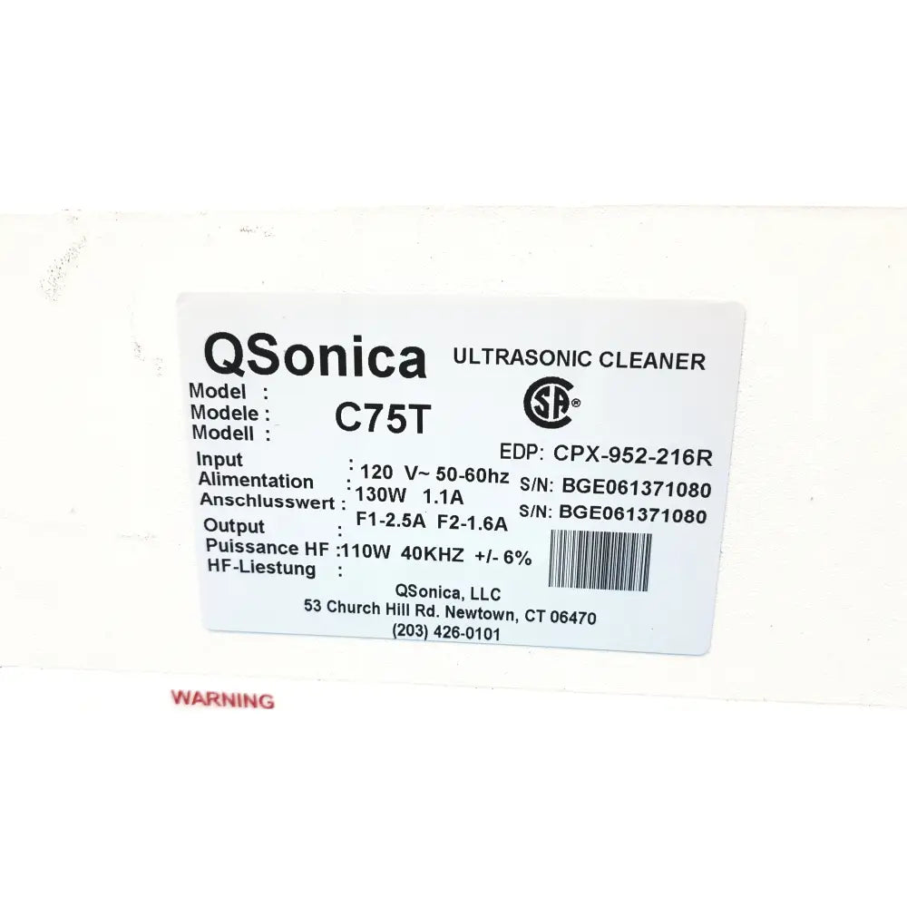 Lot of 2 Qsonica C75T Ultrasonic Cleaners - Mechanical Ultrasonic Cleaner