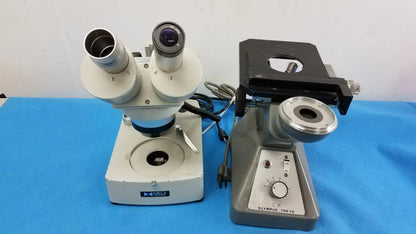 N/A Lot of 2 Stereo Microscope With CK Inverted Binocular Microscope Microscopes, as-is (for parts) product photo 1