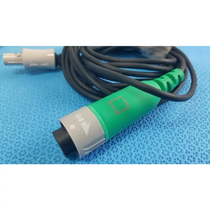 Lot of 2 Stryker catheter connector cables with green and gray connectors and black cords for medical equipment reuse